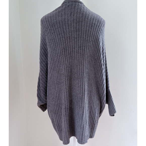 BAREFOOT DREAMS Cozychic Lite Knit Open Cardigan Sweater Purple/Gray L/XL Hygge - Picture 4 of 11